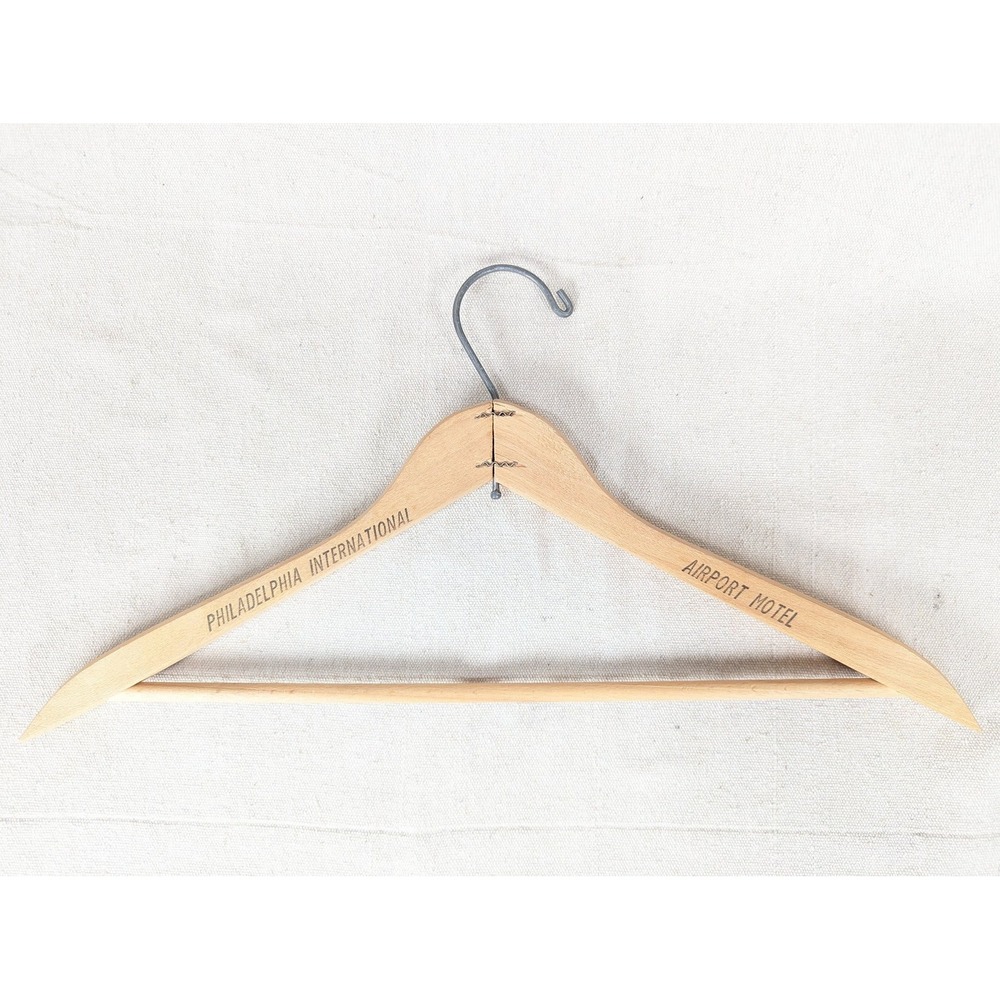 Philadelphia International Airport Motel Wooden Clothes Hanger Vintage Hotel ...